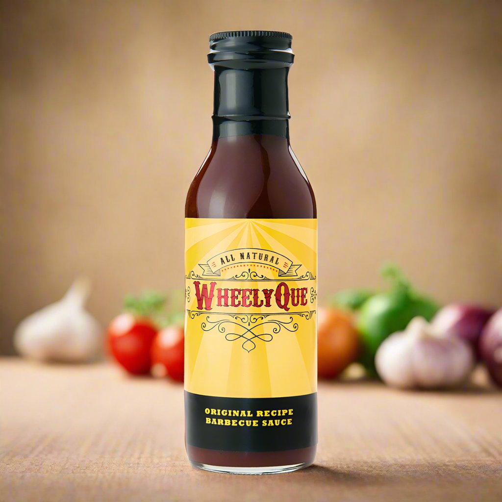 Image of the first bottle of Original Recipe Barbecue Sauce with old yellow and black labels.