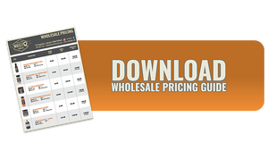 Wholesale pricing guide with a download button on an orange banner