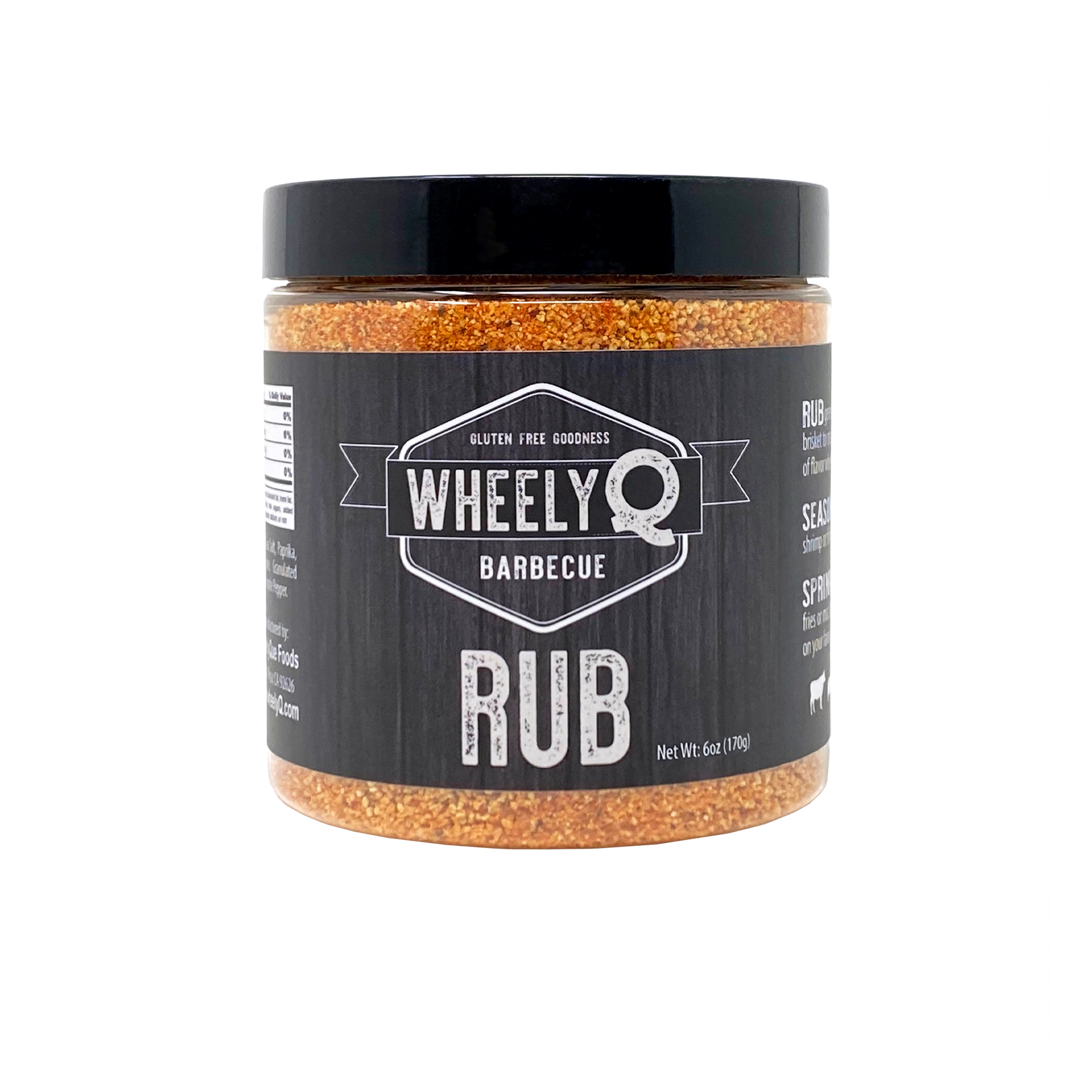 A jar of All-Purpose Rub from WheelyQ Barbecue.