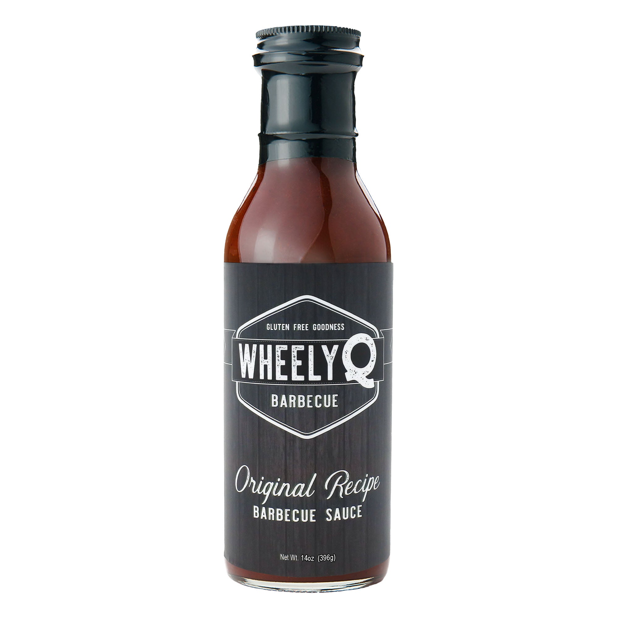 Image of WheelyQ Original Recipe Barbecue Sauce.  Gluten-Free BBQ. Sauce on a white background.