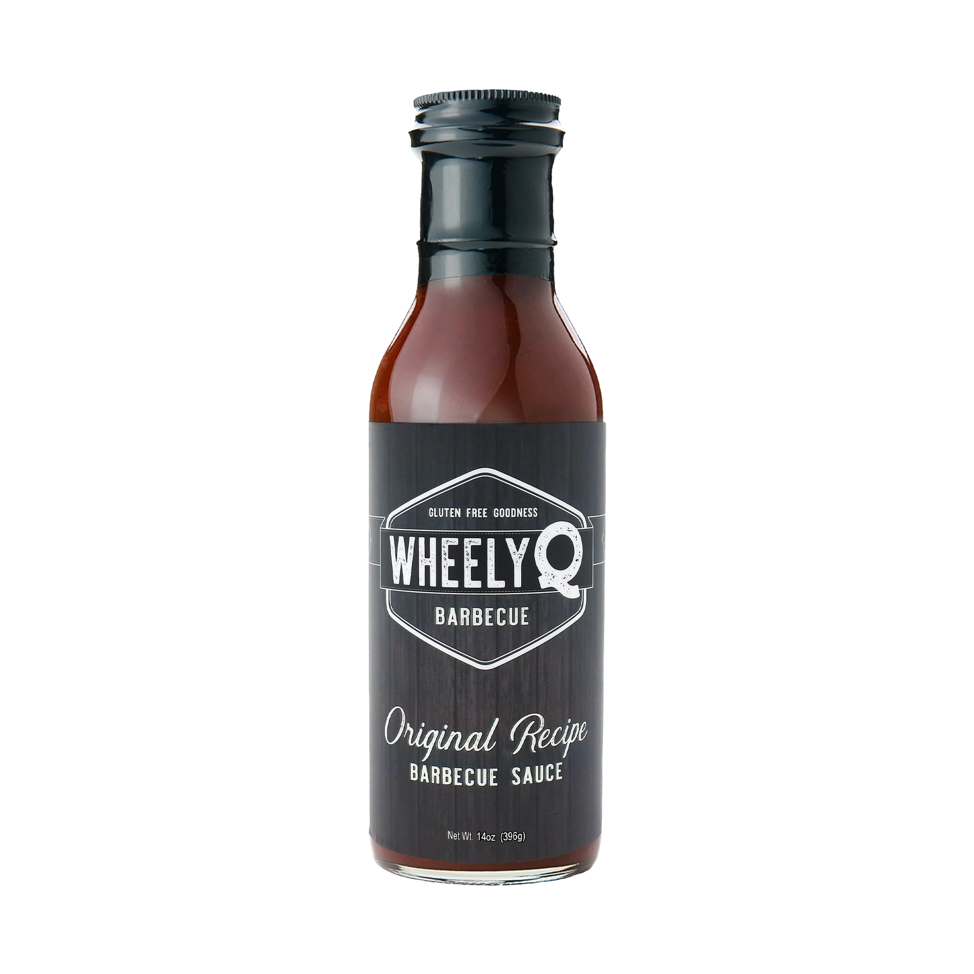 A bottle of Original Recipe Barbecue Sauce from WheelyQ Barbecue.