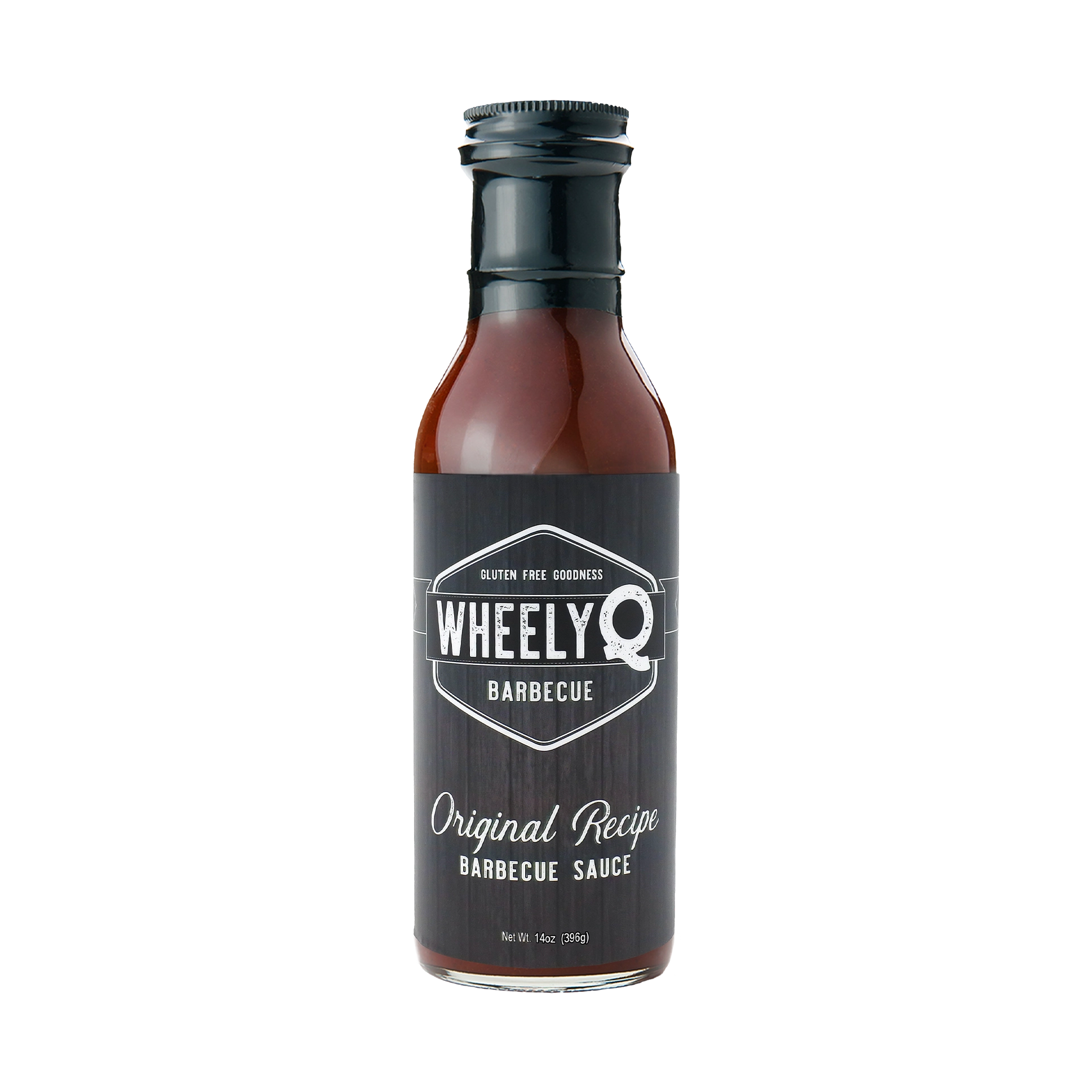 A bottle of Original Recipe Barbecue Sauce from WheelyQ Barbecue.