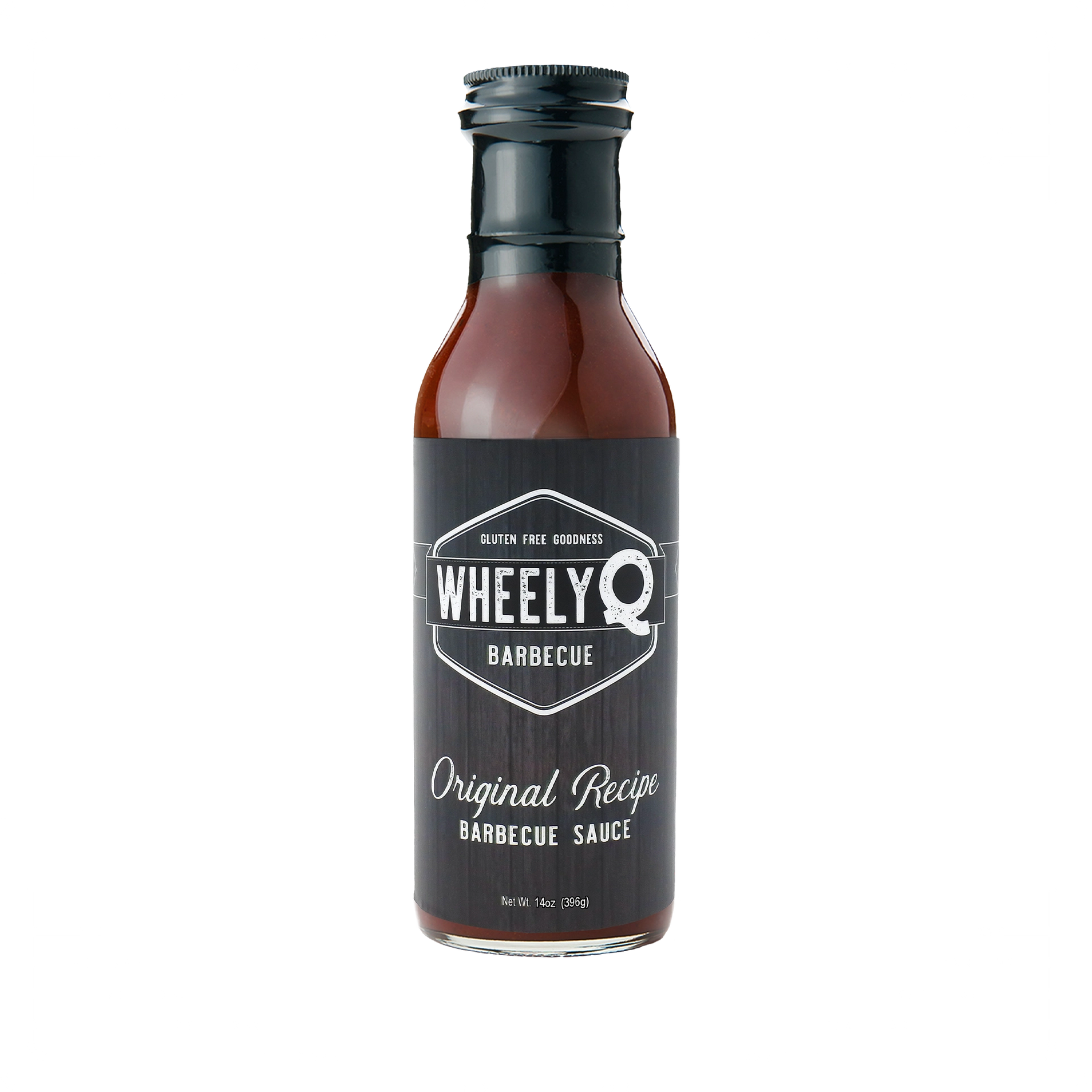A bottle of Original Recipe Barbecue Sauce from WheelyQ Barbecue.