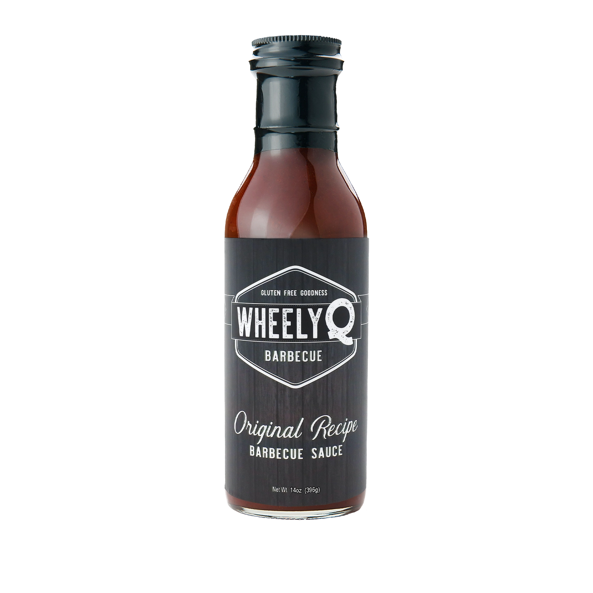 A bottle of Original Recipe Barbecue Sauce from WheelyQ Barbecue.