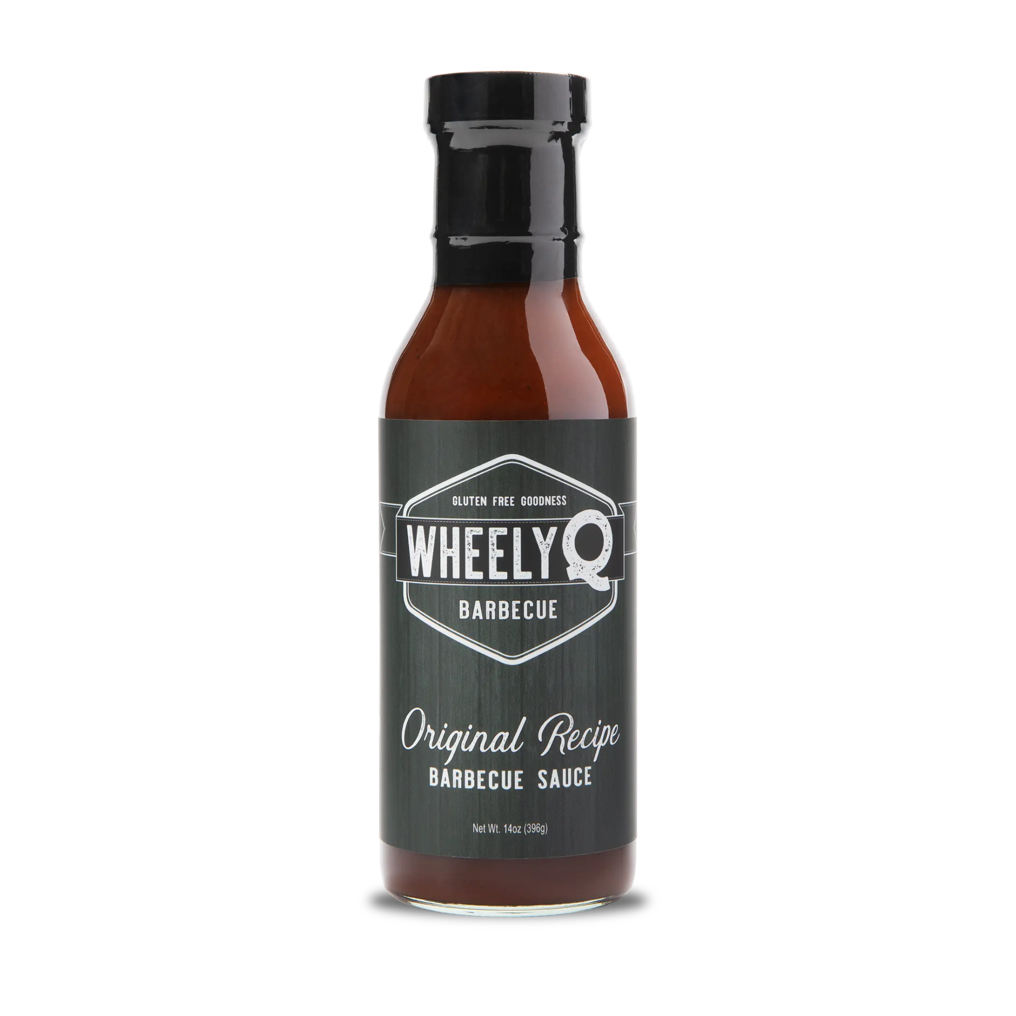 WheelyQ Original Recipe Barbecue Sauce showing the front of the bottle.